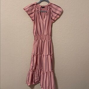 Rails Pink Striped Tiered Midi Dress size small